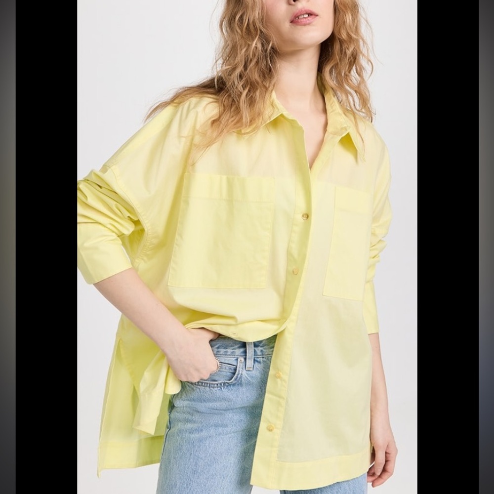 Staud women yellow Payton boxy top size M spring Easter chic oversized